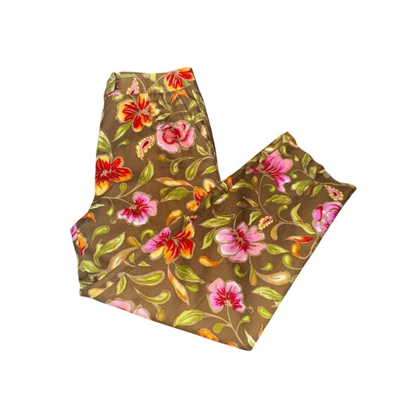 Talbots Floral Print Cropped Stretch Pants Size 8 Preppy Classic Boho Coastal - Picture 2 of 7